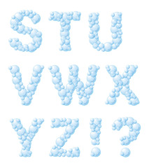 Vector bubble foam font, from S to Z