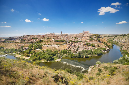 Toledo, Spain, scenic view of famous Toledo skyline.