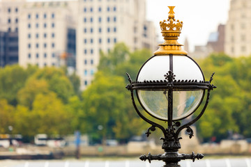Fototapeta na wymiar Closeup victorian street lamp in city London
