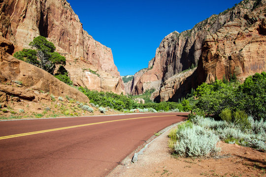 Road into Kolob Canyons section of Zion National Park in southern Utah