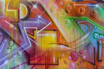 close-up detail of graffiti painting