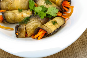 Eggplant rolls with carrot