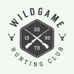 Vintage hunting label, logo or badge and design elements.