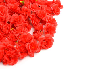 Fototapeta premium red rose artificial flower on white background