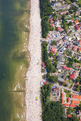 aerial view of sandy polish beach on Baltic sea