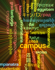 Campus multilanguage wordcloud background concept glowing