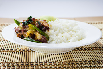 Rice and Stir-fried crispy pork