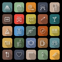 Birthday line flat icons with long shadow