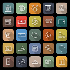 Banking line icons with long shadow