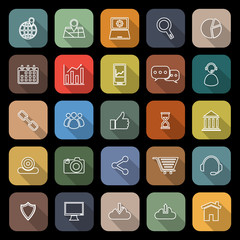 SEO line flat icons with long shadow