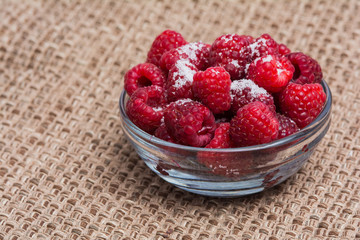Raspberries with sugar sprinkled on top