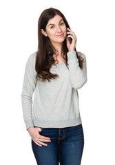 Fototapeta premium Young woman talk to cellphone