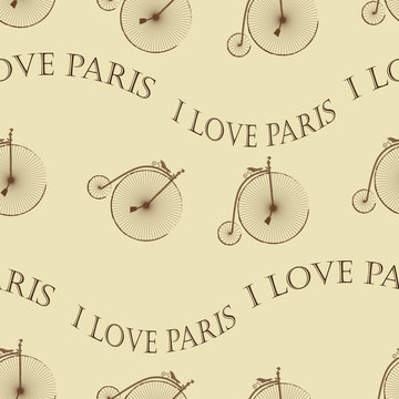  Vintage Bicycle Paris seamless