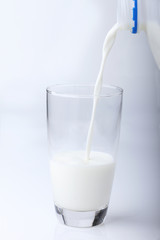 glass of milk on white background