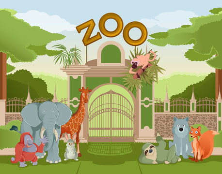 Zoo gate with animals 3