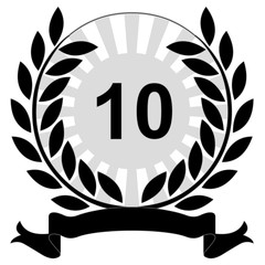 Laurels 10 on white background