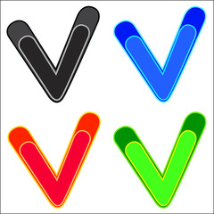  Multicolored check mark isolated on white background.	
