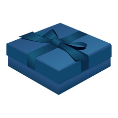 Elegant gift or jewelery box with blue ribbon bow for men