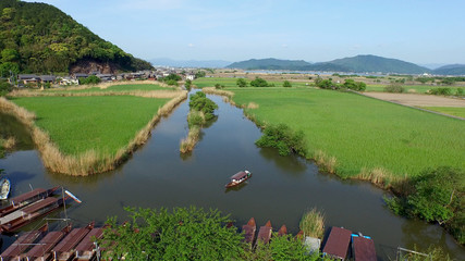 Naklejka premium 空撮 滋賀県 近江八幡 水郷めぐり