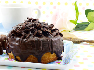 donut-cronut with chocolate flavor selective focus delicious sweet dessert