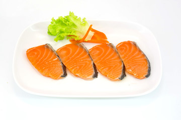 isolated slice of salmon