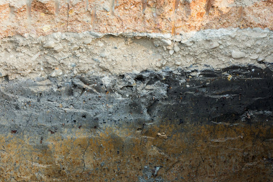 Soil Layers In Underground Earth Of Science Environment