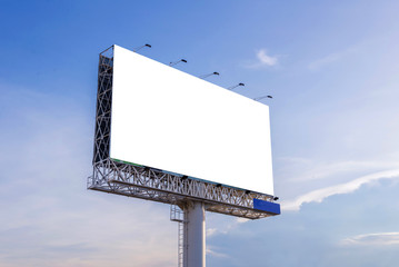 large blank billboard with city view and background