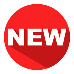 Icono redondo texto NEW rojo