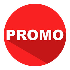 Icono redondo texto PROMO rojo