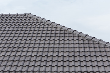 black tile roof on a new house