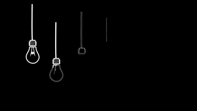 Light bulbs appearing in black and white