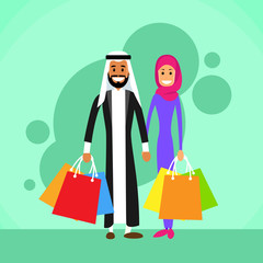 Arab Man and Woman Shopping Arabic Couple