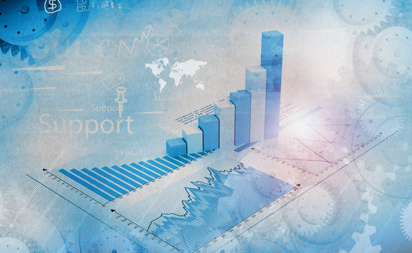 Financial graphs and charts shows business growth, background image.
