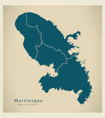 Modern Map - Martinique with arrondissements MQ