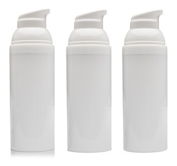 Dosaging white plastic container isolated on a white background.