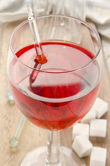 Red wine toddy in a glass