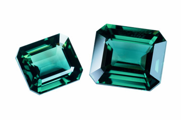 Green sapphire isolated on white