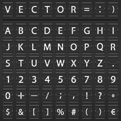 Flip scoreboard alphabet, numbers and symbols. Vector