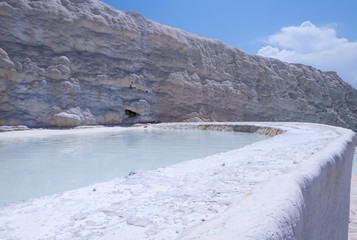 Natural travertine pools and terraces at Pamukkale, Pamuk, Turkey