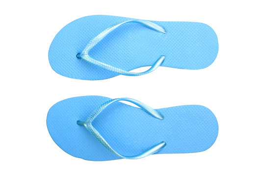 isolate, blue beach flip flops