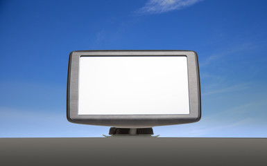 Sat nav with blue sky background