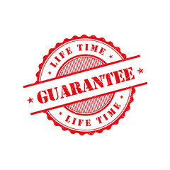 Life time guarantee grunge retro red isolated stamp