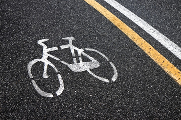 Obraz premium Bicycle Lane on asphalt background
