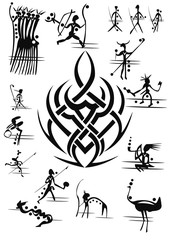 rock picture people and animal