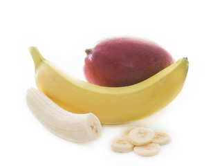 banana and mango isolated