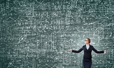 Woman at blackboard