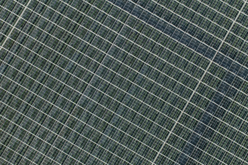 aerial view of greenhouses