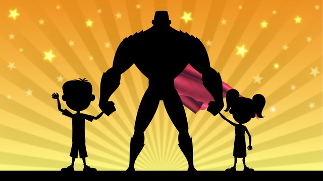 Super Dad / Looping animation of super dad posing with his kids. 
