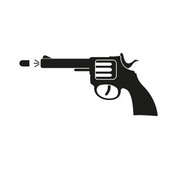 The gun icon. Pistol and handgun, weapon, revolver, shot symbol. Flat
