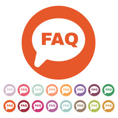 The faq speech bubble icon. Help symbol. Flat